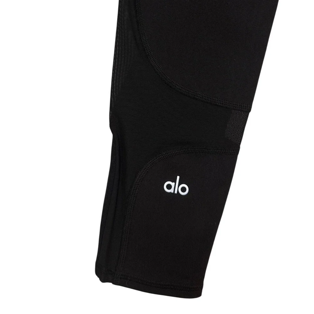 Alo Yoga High Waist Mesh Panel Leggings Black XXS Activewear Workout Crop